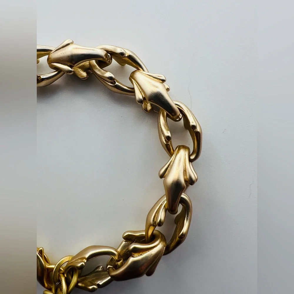 Matte Gold Chunky Link Bracelet with Double S Clasp - Picture 5 of 5